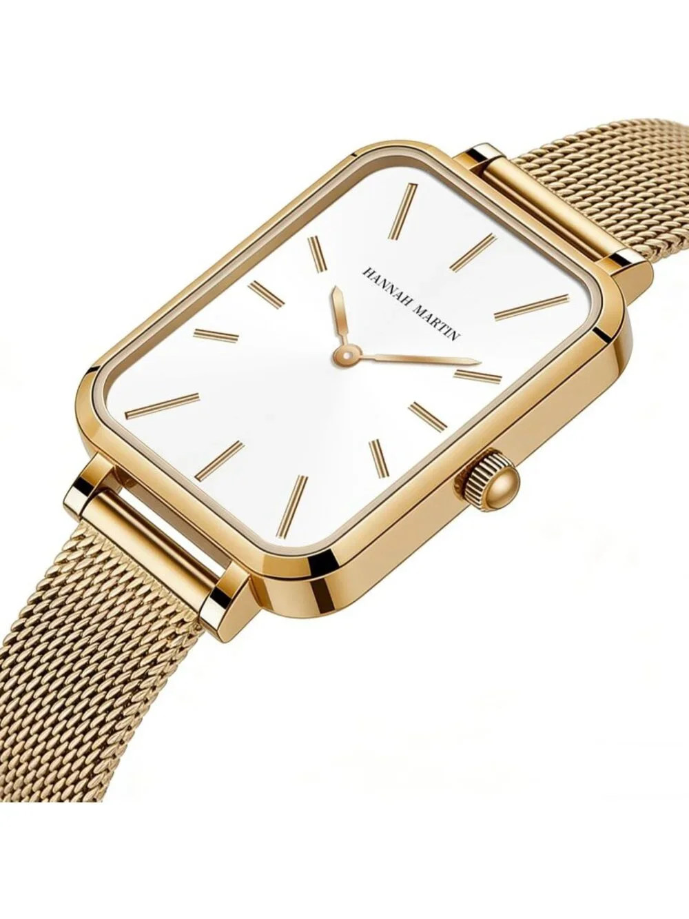Women's White Rose Gold Analog Stainless Steel Vintage Rectangular Luxury Watch - Picture 2 of 6